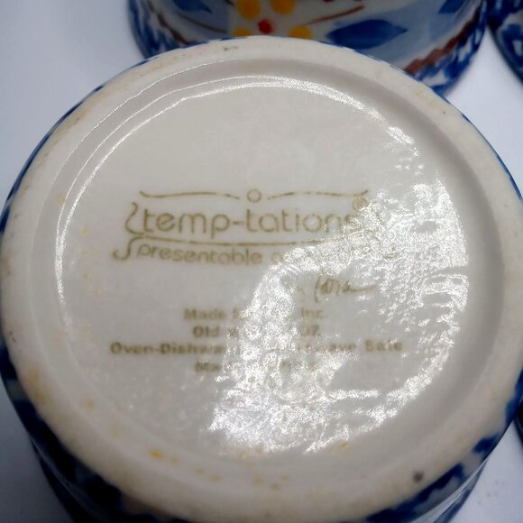 Temptation By Tara Old World Ovenware Serve Ware Set 6 Bowls & Serve Tray Blue - Picture 11 of 16